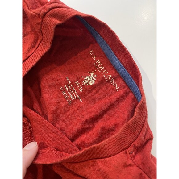 US‎ Polo Assn USPA Boys Logo Tee Shirt Size 14/16 Preppy Y2K Casual Pony V Neck - Picture 7 of 10